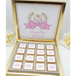 Karton Kutuda 48 li Madlen Bebek Çikolatası Kişiye Özel Vanolia Marka