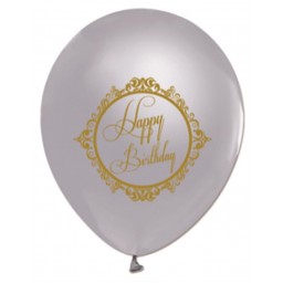 Balon 1+1 Gold Happy Birthday Silver 10'lu