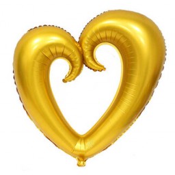 Folyo balon kalp ortası boş altın 96x109cm p1
