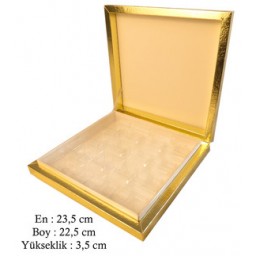 Kutu çikolata kutusu karton 16 lı separatörlü altın pk:1