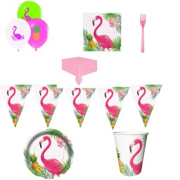 Flamingo 1-3-4 Ekonomik Doğum Günü Süsleri ve Parti Seti 8 Kişilik