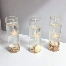 6 Lı Deniz Yıldızlı Tüp Şişede Jel Mum