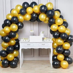 Balon Zinciri - Gold Siyah Balon Süsleme Seti 101 Parça