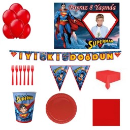 Afiş Hediyeli Süperman Doğum Günü Süleri Parti Malzemeleri Fotoğraflı