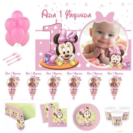 Baby Minnie Doğum Günü Süsleri, 1 Yaş Doğum Günü Süsleri Ve Setleri, Parti Malzemeleri