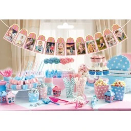 Çerçeve Orta Süs Simli 12 Aylık Set Pembe