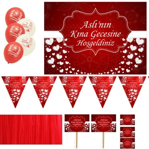 Kişiye Özel Kına Gecesi Süsleme Ve Hediye Seti Hdts137