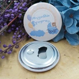 Bulut Ayıcık Ve Balon Bebek Konsept Baskılı Bebek Şekeri Metal Magnet Açacak 58 Mm