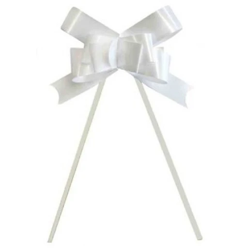 Fiyonk Çekmeli Rafyadan Düz 2cm Asetat Kutulu Beyaz 50'li