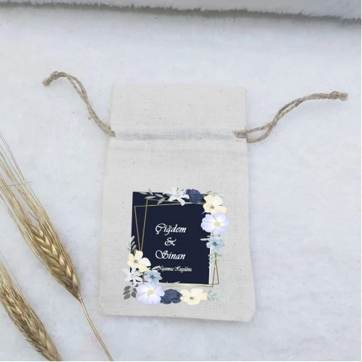 Baskılı Lavanta Kesesi Boş 9x13 cm Nikah Hediyeliği Mavi Üzeri Çiçekli