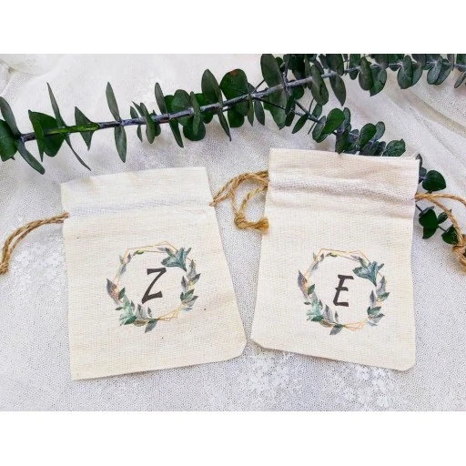 Kişiye Özel İsim Baskılı Keten Kese 9x13 cm Söz Nişan Nikah Hediyesi Toptan