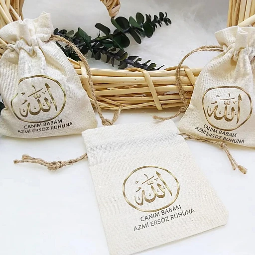 9x13 cm Ölüm Mevlüt Baskılı Keten Kese