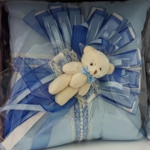 Ayıcık Süslemeli Erkek Bebek Yastığı