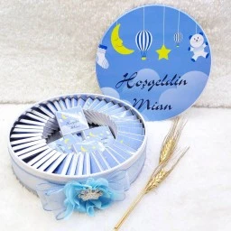 Ay Yıldzı Baskılı Metal Kutuda Bebek Çikolatası Uv Baskılı Madlen Çikolata