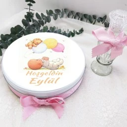 Ayıcık ve Balonlu Bebek Baskılı Kız Bebek Çikolatası 50 Adet