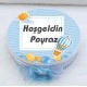 Balon Baskılı Metal Kutuda Bebek Çikolatası Uv Baskılı Madlen Çikolata
