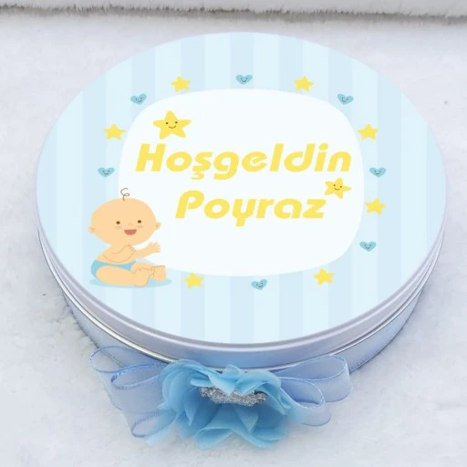 Bebek Baskılı Metal Kutuda Bebek Çikolatası Uv Baskılı Madlen Çikolata