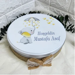 Bebek Çikolatası Metal Kutulu UV Baskılı Yağmurda Islanan Fil 50 adet