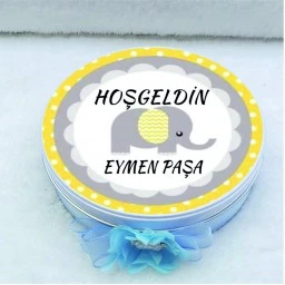 Bebek Çikolatası Sarı Giri Fil Temalı Uv Baskılı Madlen Çikolata