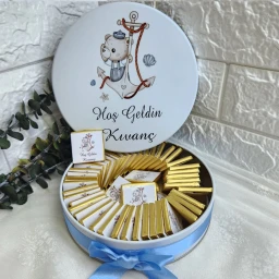 Çapalı Denizci Bebek Çikolatası Metal Kutulu UV Baskılı 50 adet madlen