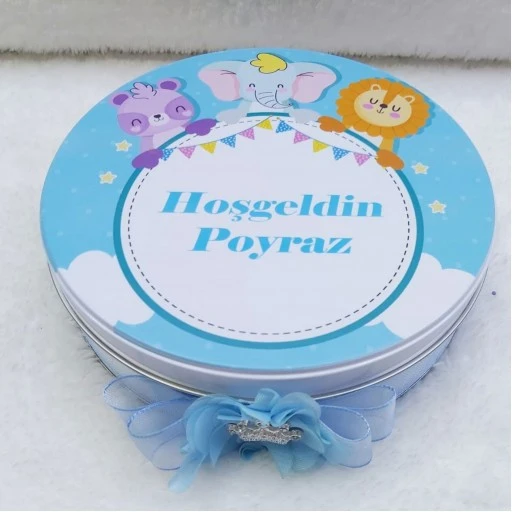 Erkek Bebek Çikolatası Safari Temalı Uv Baskılı Madlen Çikolata