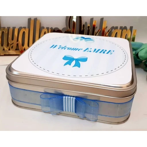 Etiketli Teneke Kutu Bebek Çikolatası 70 Adet