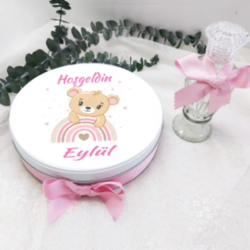 Gokkuşağında Ayıcık Baskılı Kız Bebek Çikolatası