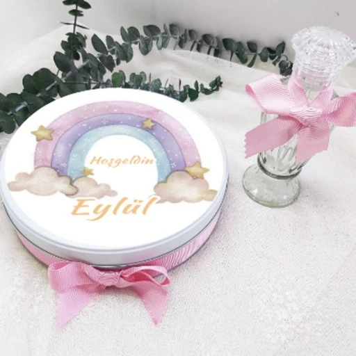 Morlu Gökkuşağı Baskılı Kız Bebek Çikolatası