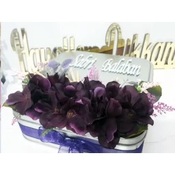 Mor Çiçek Süslü Pleksi İsimli Söz Nişan Çikolatası 50 Li