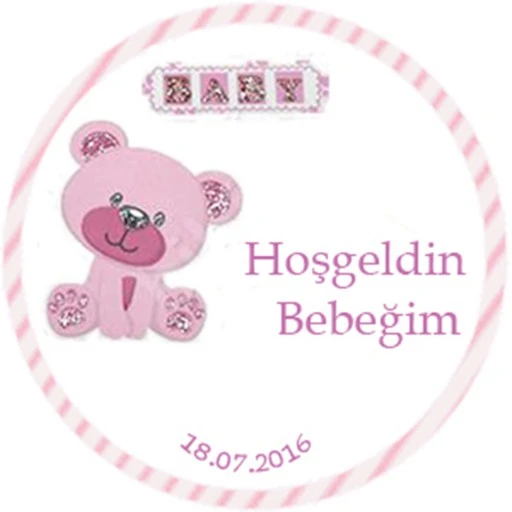 Ayıcıklı Kız Bebek Şekeri Etiketi Eb63