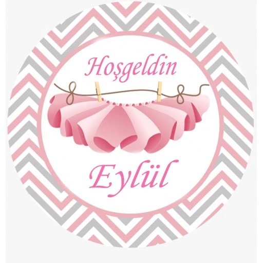 Etek Görselli Kız Bebek Etiket Sticker Eb232
