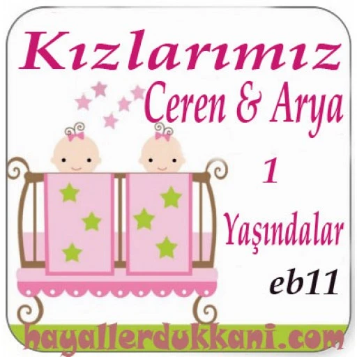 İkiz Kız Bebek Şekeri Etiketi eb11