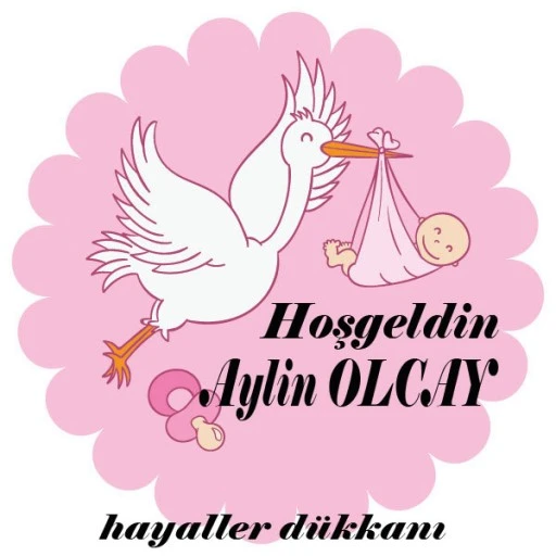 Leylekli Kız Bebek Etiketi Eb44