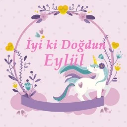 Unicorn Doğum Günü Etiketi 3x3 40 adet eb83