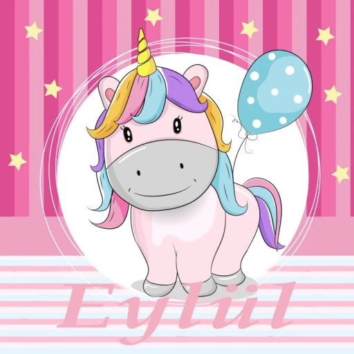 Unicorn Sticker Doğum Günü 3x3 40 Adet Eb94