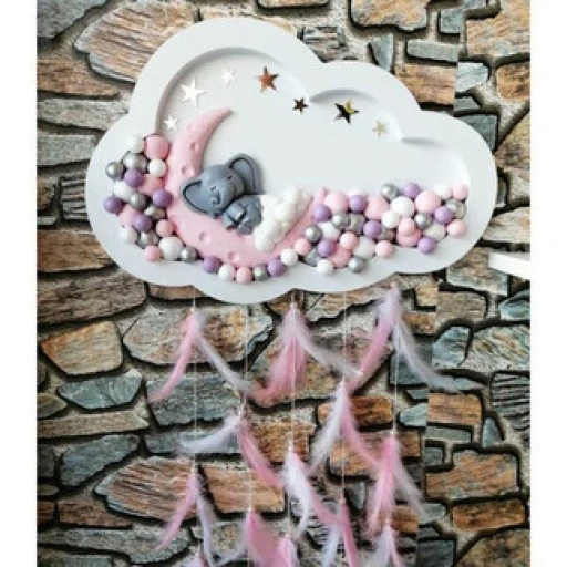 Kapı Süsü Bubble Ahşap Bulut 40x25 cm