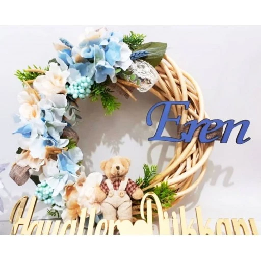 2019 Model Ayıcıklı Çelenk Bebek Odası Kapı Süsü