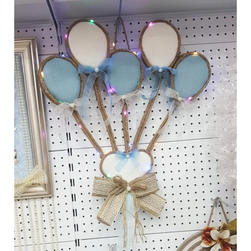 Led Işıklı Bebek Odası Kapı Süsü 5 Balonlu