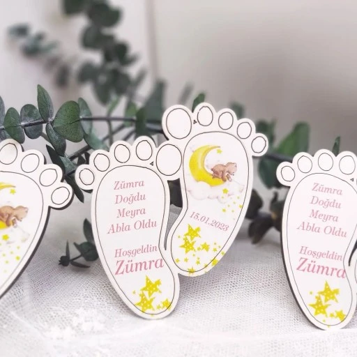 Ayak Büyük Boy Ahşap Bebek Mevlüt Hediyelik Magnet Ayda Ayı