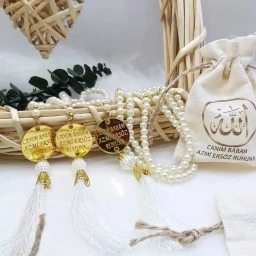 İncili Tesbih Ve Baskılı Kese Kombin Mevlüt Hediyelik