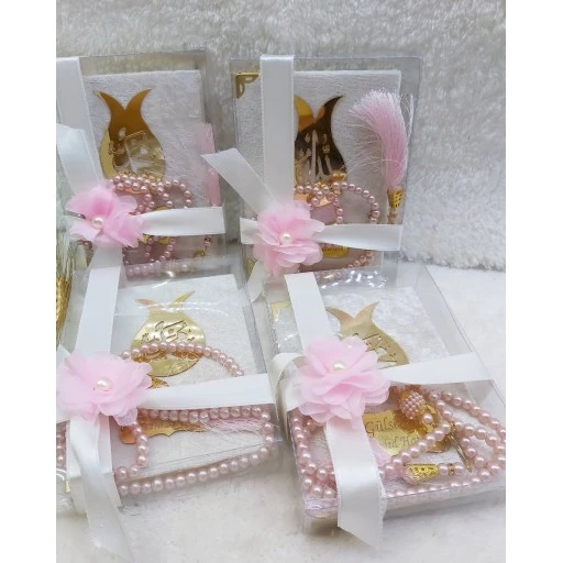 Laleli Şeffaf Kutuda Yasin Ve Tesbih Bebek Mevlid Şekeri