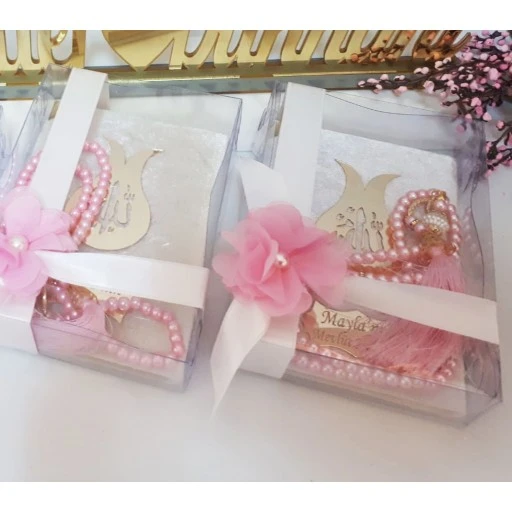 Laleli Şeffaf Kutuda Yasin Ve Tesbih Bebek Mevlid Şekeri