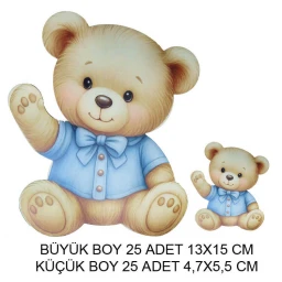 DEKORATİF SÜS İKİ BOY RETRO AYICIK SET:25 ADET