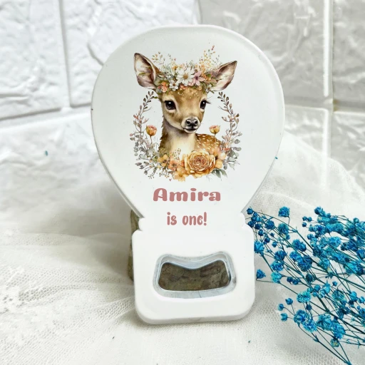 Yenidoğan Kız Bebek Açacak Magnet Hediyelik Ceylan Baskılı