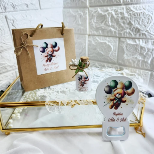 Açacak Çanta Ve Kolonya Şişesi 3 Lü Set Yeni Doğan Bebek Hediyesi