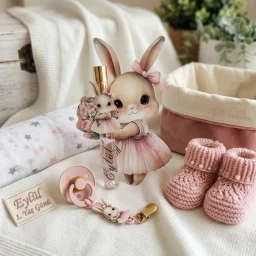 Cam Fısfıs Kolonya Şişesi Karton Tavşan Süslemeli Bebek Şekeri Yeni Doğan Bebek Hediyelik