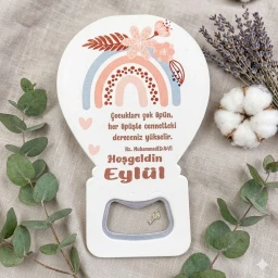 Gokkuşağı Baskılı Kız Bebek Balon Açacak Magnet
