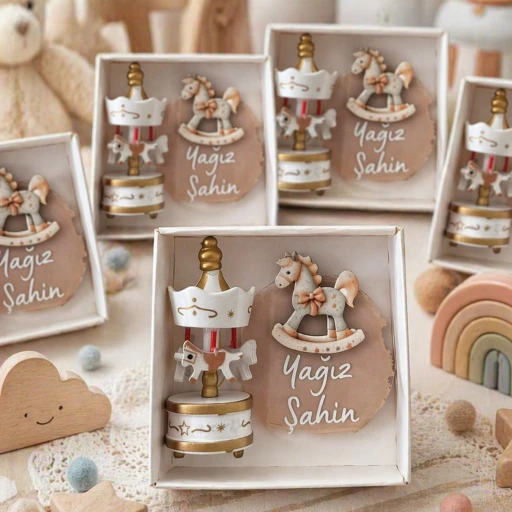 Kutu içerisinde atlıkarınca & magnet hediyelik 20 adet Bebek Hediyelik Yeni Doğan Bebek Hediyelik Magnet