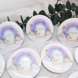 Morlu Gökkuşağı Kız Bebek Açacak Magnet Hediyelik