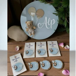 Pleksi balonlu ayıcık kapı süsü & 20 adet Bebek Hediyelik Yeni Doğan Bebek Hediyelik Magnet